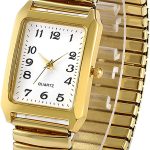JewelryWe Women's Ultra Thin Easy Reader Watch with Elastic Strap, Golden/Silver Watch